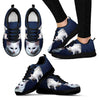 White Turkish Angora Cat Print Sneakers For Women (White/Black)- Free Shipping-Paww-Printz-Merchandise