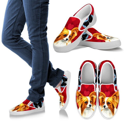 Valentine's Day Special-Papillon Dog Print Slip Ons Shoes For Women-Free Shipping-Paww-Printz-Merchandise