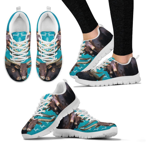 Ankole-Watusi Cattle Cow Christmas Running Shoes For Women- Free Shipping-Paww-Printz-Merchandise