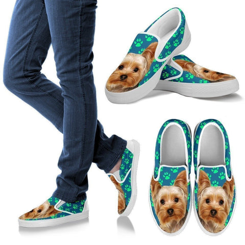Paws Print Yorkshire (Black/White) Slip Ons Shoes For Women-Express Shipping-Paww-Printz-Merchandise
