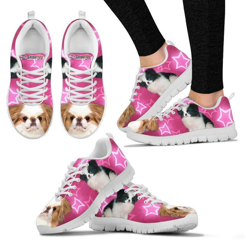 Japanese Chin On Pink Print Running Shoes For Women- Free Shipping-Paww-Printz-Merchandise