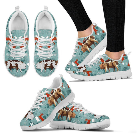 Bentheim Black Pied Pig Christmas Running Shoes For Women- Free Shipping-Paww-Printz-Merchandise