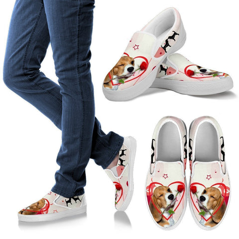 Valentine's Day Special Beagle Dog Print Slip Ons For Women- Free Shipping-Paww-Printz-Merchandise