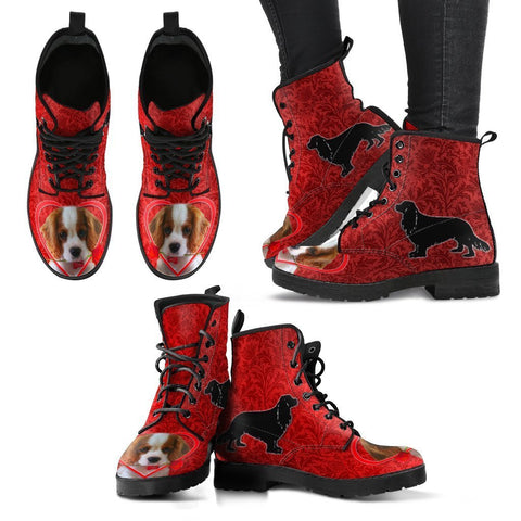 Valentine's Day Special-Cavalier King Charles Spaniel On Red Print Boots For Women-Free Shipping-Paww-Printz-Merchandise