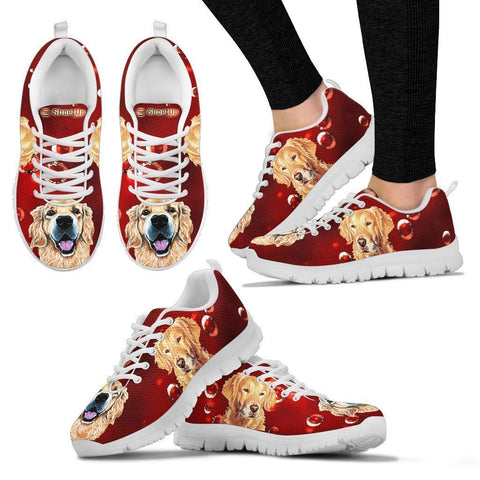 Golden Retriever On Red-Women's Running Shoes-Free Shipping-Paww-Printz-Merchandise