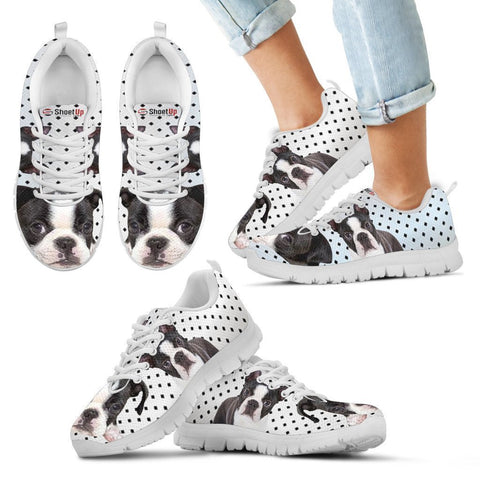 Boston Terrier Black Dots Print Running Shoes For Kids-Free Shipping-Paww-Printz-Merchandise