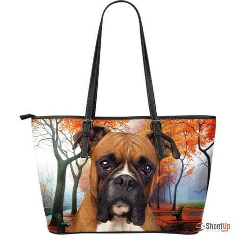 Boxer DogLarge Leather Tote Bag