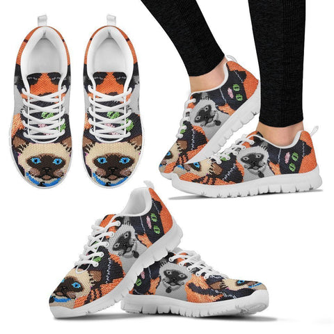 Siamese Cat Christmas Running Shoes For Women- Free Shipping-Paww-Printz-Merchandise