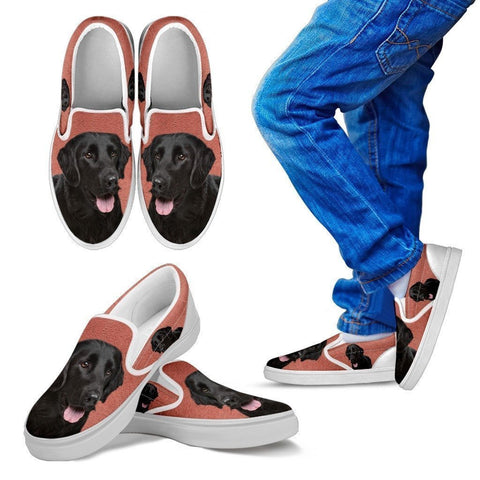 Flat Coated Retriever Dog Print Slip Ons For Kids-Express Shipping-Paww-Printz-Merchandise