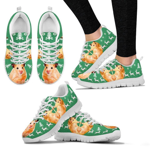 Golden Hamster(Syrian Hamster) Print Christmas Running Shoes For Women- Free Shipping-Paww-Printz-Merchandise