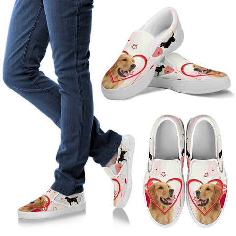 Valentine's Day Special Golden Retriever Print Slip Ons For Women- Free Shipping-Paww-Printz-Merchandise