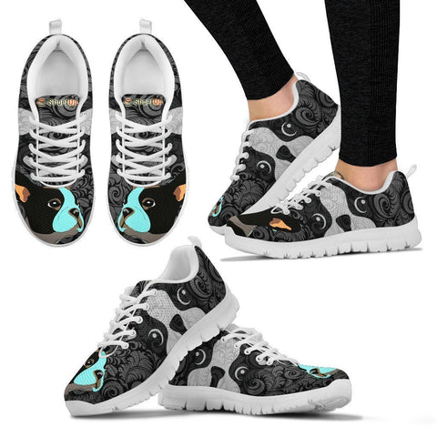 Boston Terrier On Black-Women's Running Shoes For Women-Free Shipping-Paww-Printz-Merchandise