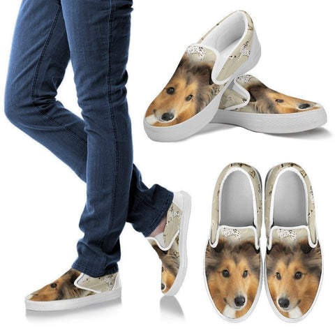 Shetland Sheepdog Print Slip Ons For Women- Express Shipping-Paww-Printz-Merchandise