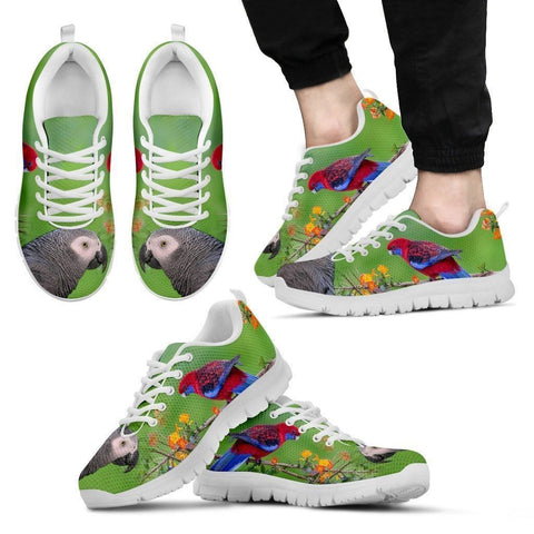 African Grey Parrot Print Running Shoes For Men-Free Shipping-Paww-Printz-Merchandise