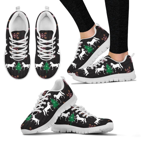 Hackney Horse Print Christmas Running Shoes For Women-Free Shipping-Paww-Printz-Merchandise