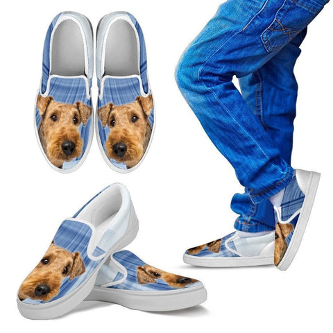 Airedale Terrier Print Slip Ons For Kids- Express Shipping-Paww-Printz-Merchandise