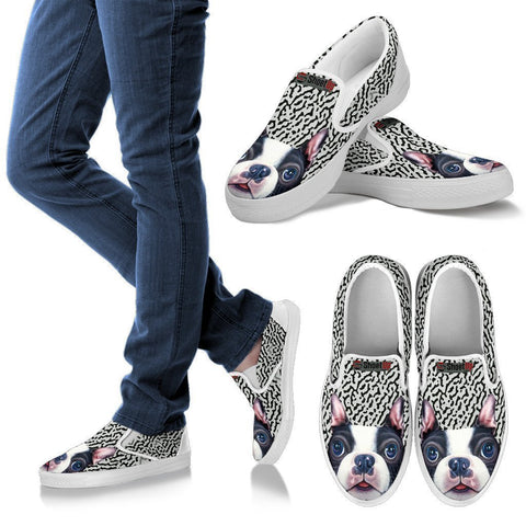 Cute Boston Terrier Print Slip Ons For Women-Free Shipping-Paww-Printz-Merchandise