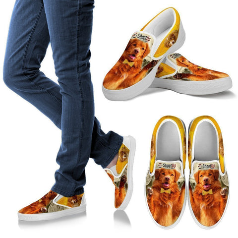 Nova Scotia Duck Tolling Retriever With Bow Tie Print Slip Ons For Women-Free Shipping-Paww-Printz-Merchandise