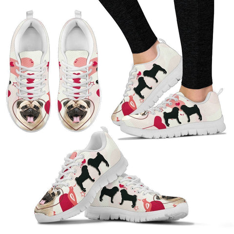 Valentine's Day Special Pug Dog 2nd Print Running Shoes For Women- Free Shipping-Paww-Printz-Merchandise