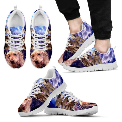 Golden Retriever With Glass Print Running Shoe For Men- Free Shipping-Paww-Printz-Merchandise