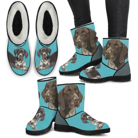 German Shorthaired Pointer Print Faux Fur Boots For Women-Free Shipping-Paww-Printz-Merchandise