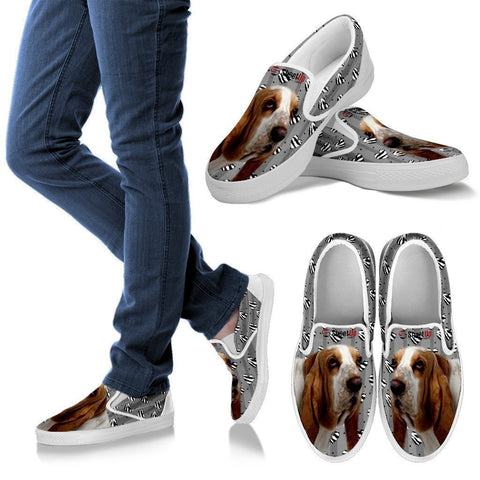 Basset Hound Hearts Print Slip Ons For Women-Free Shipping-Paww-Printz-Merchandise