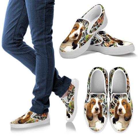 Amazing Basset Hound Print Slip Ons For Women-Express Shipping-Paww-Printz-Merchandise