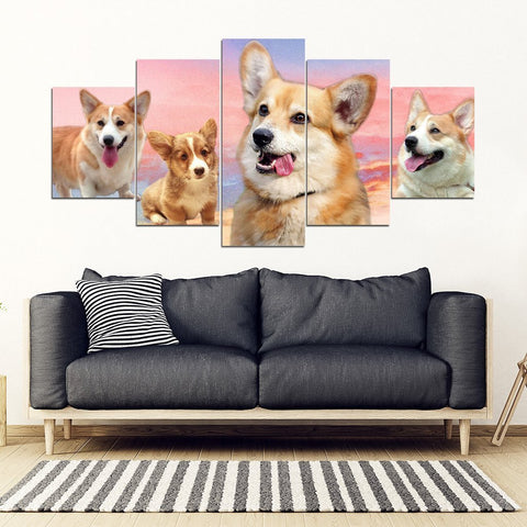 Cute Pembroke Welsh Corgi Print- Piece Framed Canvas- Free Shipping-Paww-Printz-Merchandise