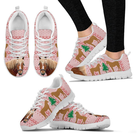 Curly Horse Print Christmas Running Shoes For Women-Free Shipping-Paww-Printz-Merchandise