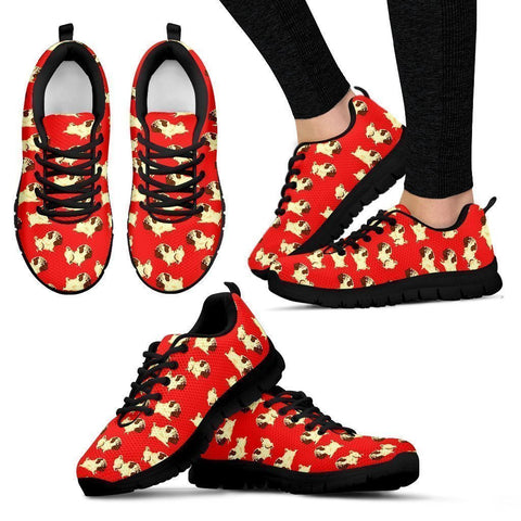 Pug Dog Pattern Print Running Shoes For Women (Black)- Express Shipping-Paww-Printz-Merchandise