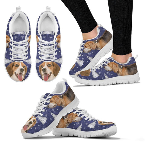 Beagle Dog Print Christmas Running Shoes For Women- Free Shipping-Paww-Printz-Merchandise