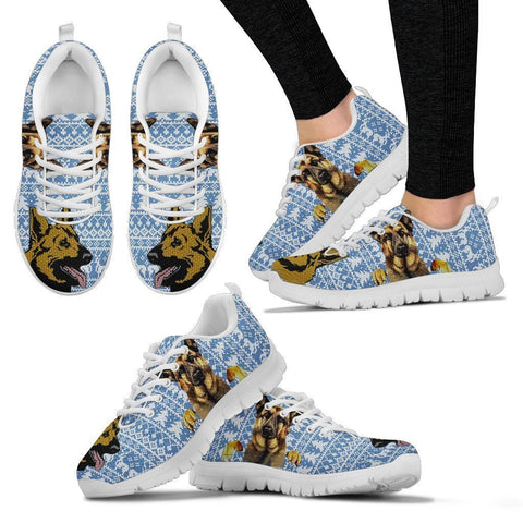 German Shepherd Print Christmas Running Shoes For Women-Free Shipping-Paww-Printz-Merchandise