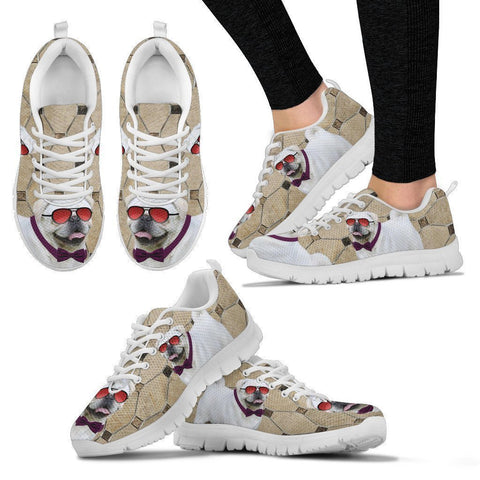 Pug Dog With Red Glasses Print Running Shoes For Women-Free Shipping-Paww-Printz-Merchandise