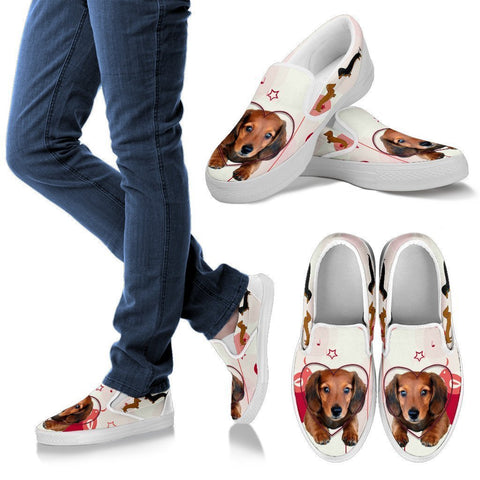 Valentine's Day Special Dachsund Print Slip Ons For Women- Free Shipping-Paww-Printz-Merchandise