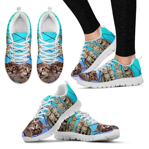 Pixie-Bob Cat Print(White/Black) Running Shoes For Women-Free Shipping-Paww-Printz-Merchandise