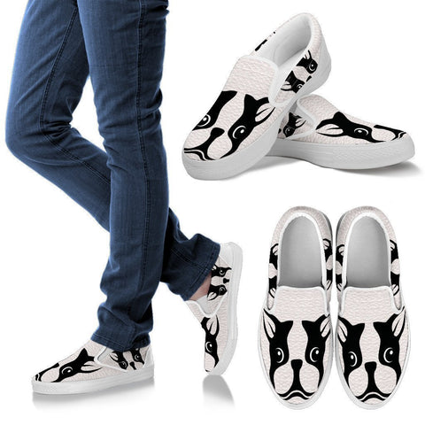 Boston Terrier Dog Print Slip Ons For Women-Free Shipping-Paww-Printz-Merchandise