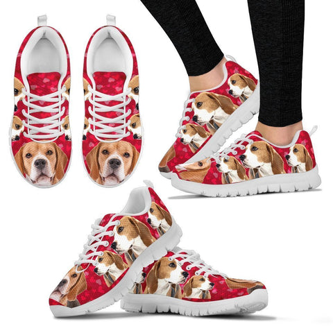 Valentine's Day Special-Beagle On Red 3D Print Running Shoes For Women-Free Shipping-Paww-Printz-Merchandise
