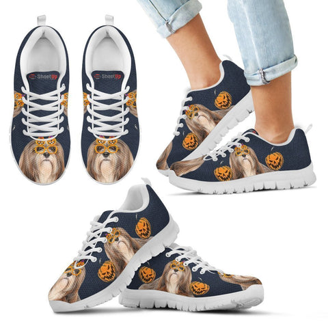 Lhasa Apso Happy Halloween Print Running Shoes For Kids/Women-Free Shipping-Paww-Printz-Merchandise