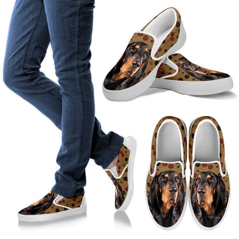 Black and Tan Coonhound Dog Print Slip Ons For Women-Express Shipping-Paww-Printz-Merchandise