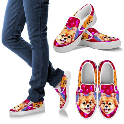Valentine's Day Special-Cute Pomeranian Print Slip Ons Shoes For Women-Free Shipping-Paww-Printz-Merchandise