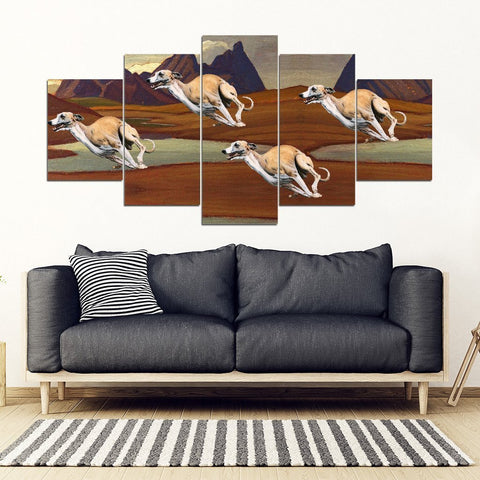 Whippet Racing Print-5 Piece Framed Canvas- Free Shipping-Paww-Printz-Merchandise