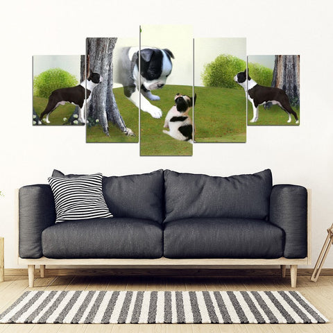 Cute Boston Terrier Print-5 Piece Framed Canvas- Free Shipping-Paww-Printz-Merchandise