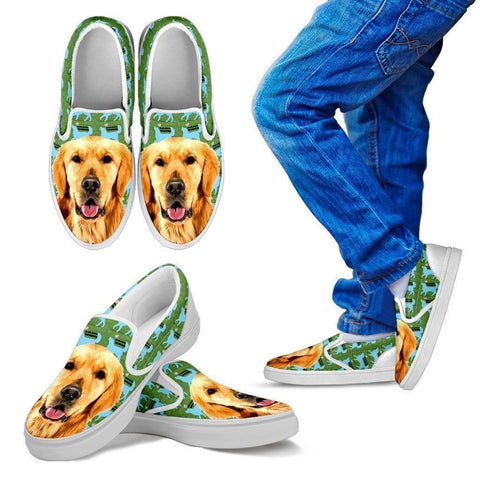 Golden Retriever Print Slip Ons For Kids-Express Shipping-Paww-Printz-Merchandise