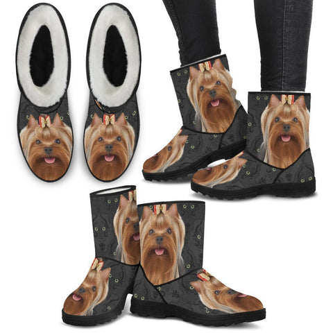 Yorkshire terrier (Yorkie) Print Faux Fur Boots For Women-Free Shipping-Paww-Printz-Merchandise