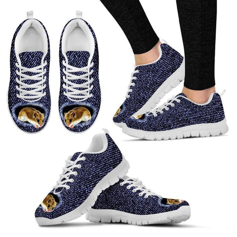 Chinese Hamster Printed (Black/White) Running Shoes For Women-Free Shipping-Paww-Printz-Merchandise