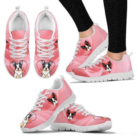 Valentine's Day Special Boston Terrier On Red Print Running Shoes For Women- Free Shipping-Paww-Printz-Merchandise