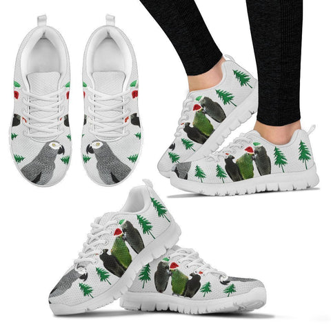 African Grey Parrot Christmas Print Running Shoes For Women-Free Shipping-Paww-Printz-Merchandise