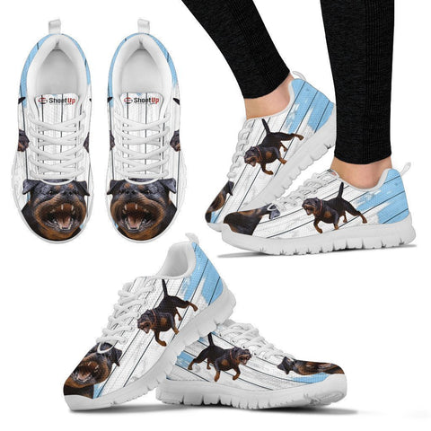 Rottweiler Blue White Print Sneakers For Women-Free Shipping-Paww-Printz-Merchandise