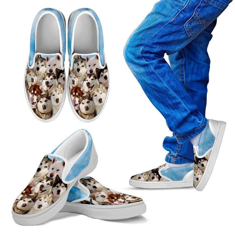 Siberian Husky In 'Eight Below' Movie Style Print Slip Ons For Kids- Express Shipping-Paww-Printz-Merchandise