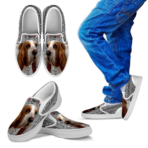 Basset Hound Hearts Print Slip Ons For Kids-Free Shipping-Paww-Printz-Merchandise
